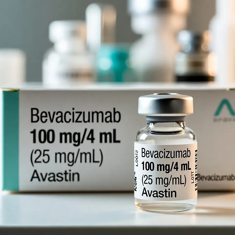 Foto do medicamento Bevacizumabe (Avastin) indicado para tratamento oncológico de alto custo.
