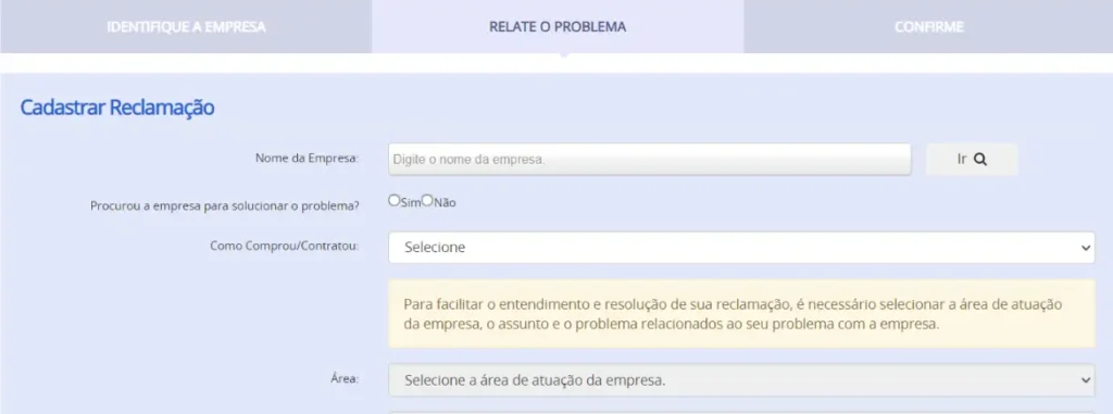 Print de exemplo de reclamação no Consumidor.gov.br para resolver atendimento não resolvido por companhia aérea.