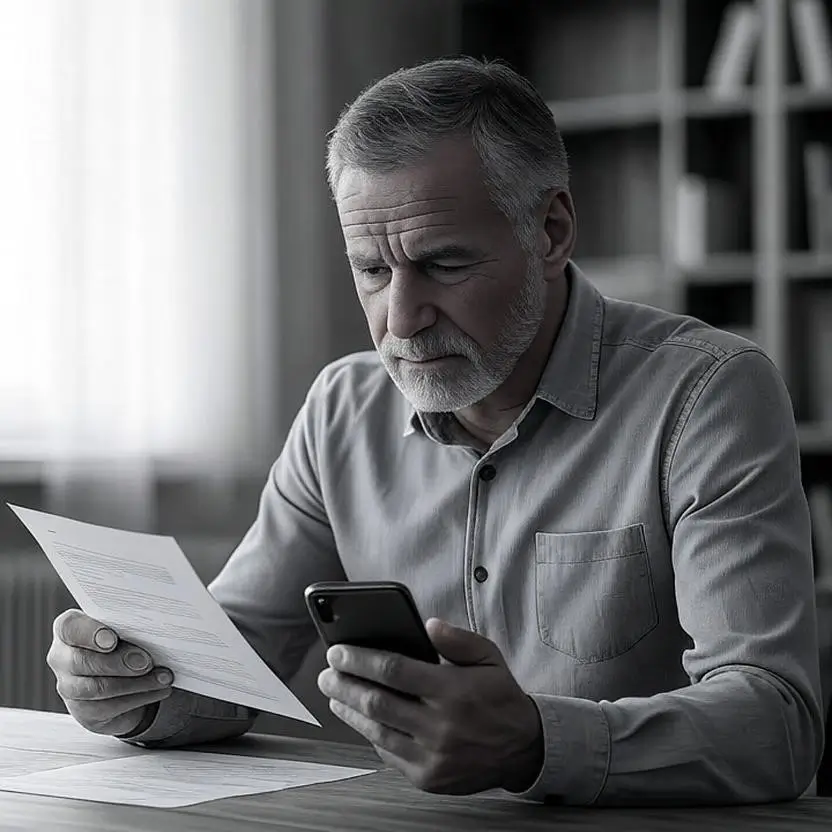Paciente pesquisando sobre o Código de Defesa do Consumidor após receber uma recusa de tratamento do plano de saúde.