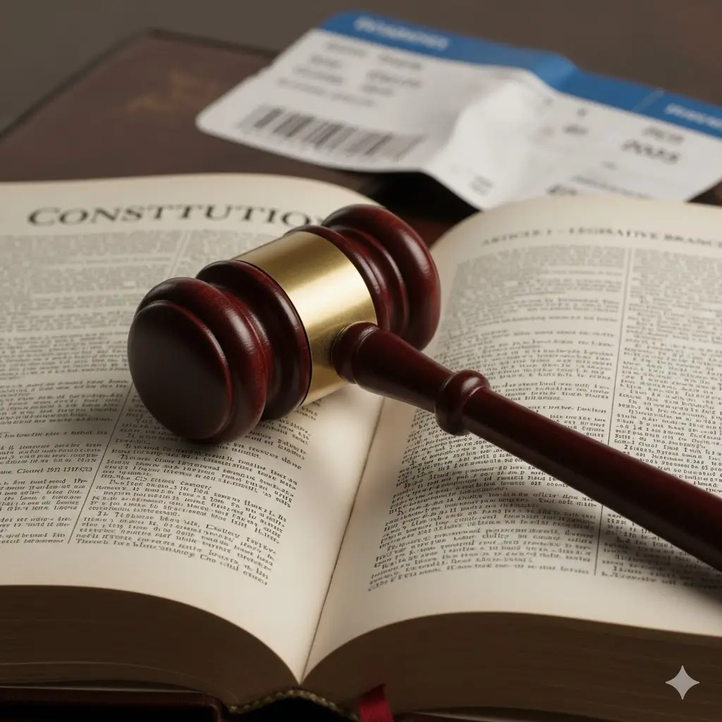 Martelo da justiça sobre um livro de leis, simbolizando a proteção do Código de Defesa do Consumidor no direito de arrependimento.