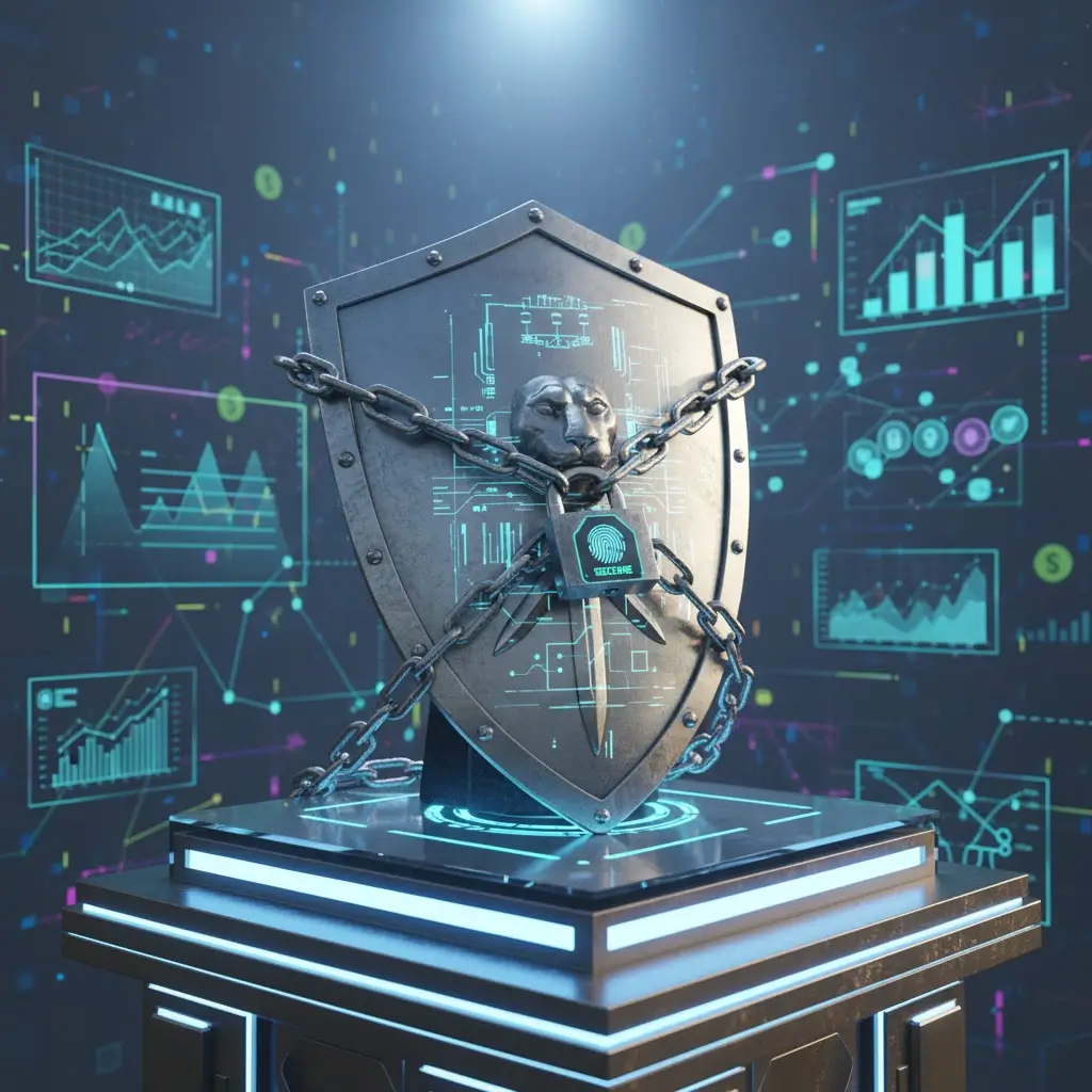 Proteção contra fraude bancária no WhatsApp com cadeado e escudo