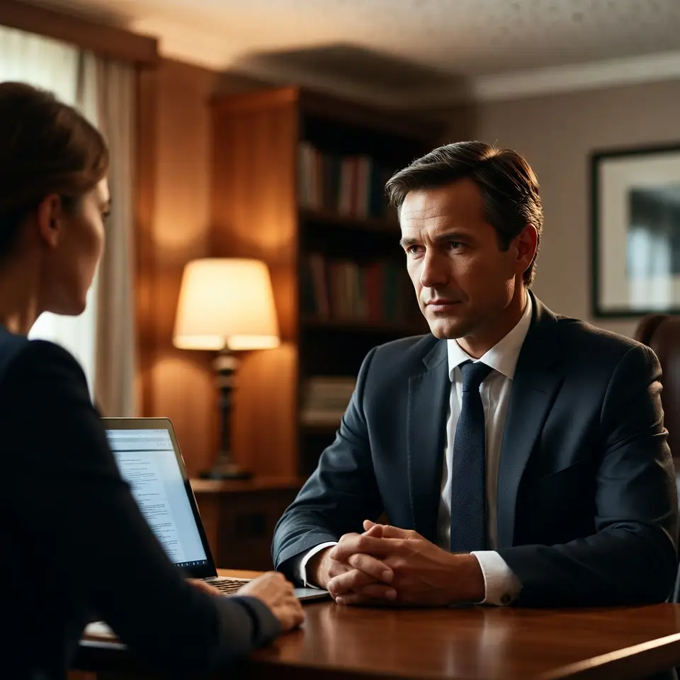 Advogado atendendo cliente sobre direitos na portabilidade de carência plano de saúde, garantindo acesso à saúde.