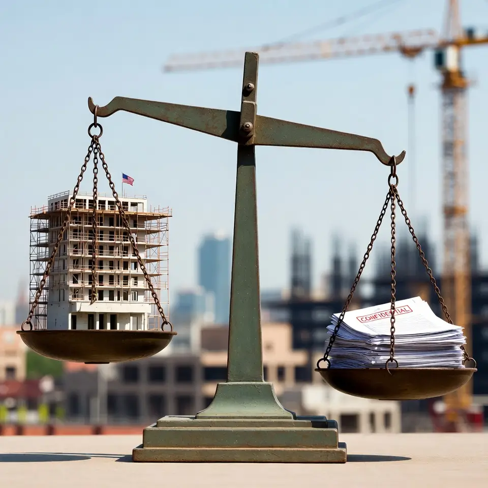 Balança da justiça representando análise de decisões do STJ em distrato de imóvel na planta por atraso, focando em jurisprudência protetora ao consumidor.