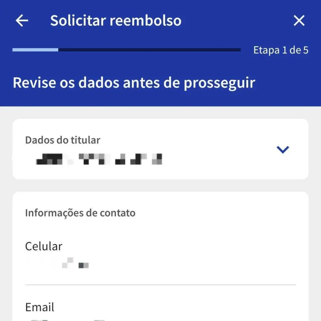 Tela de portal de operadora mostrando a solicitação de reembolso por atendimento fora da rede do plano de saúde.