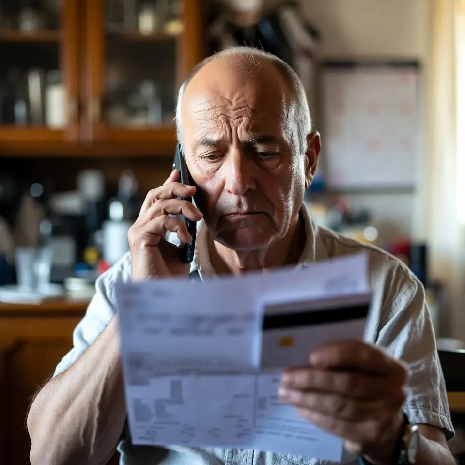 Idoso recebendo ligação fraudulenta em golpe do motoboy, destacando vulnerabilidade e responsabilidade do banco no golpe do motoboy.