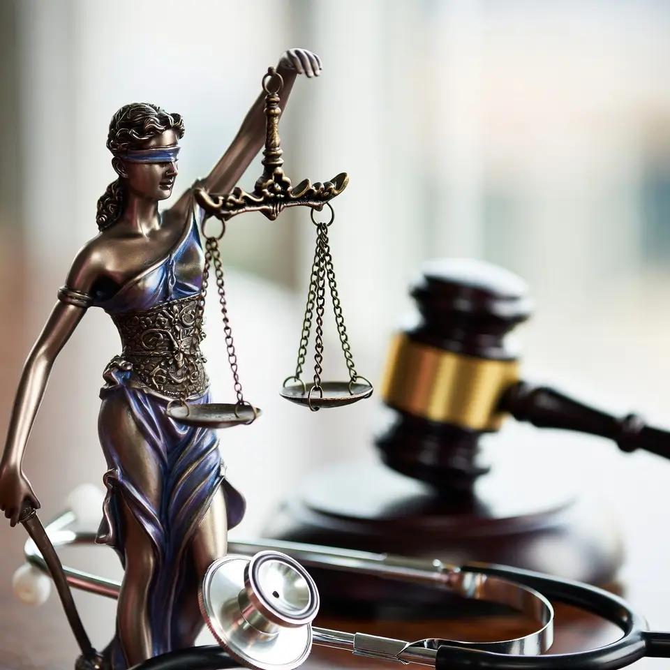 Martelo da justiça representando a obtenção de liminar para fornecimento de medicamentos de alto custo pelo plano de saúde.