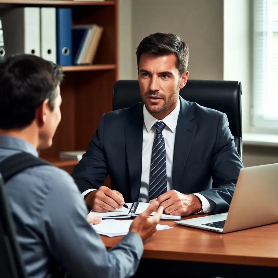 Advogado especialista em direito à saúde orientando paciente sobre negativa de cobertura de medicamento de alto custo.