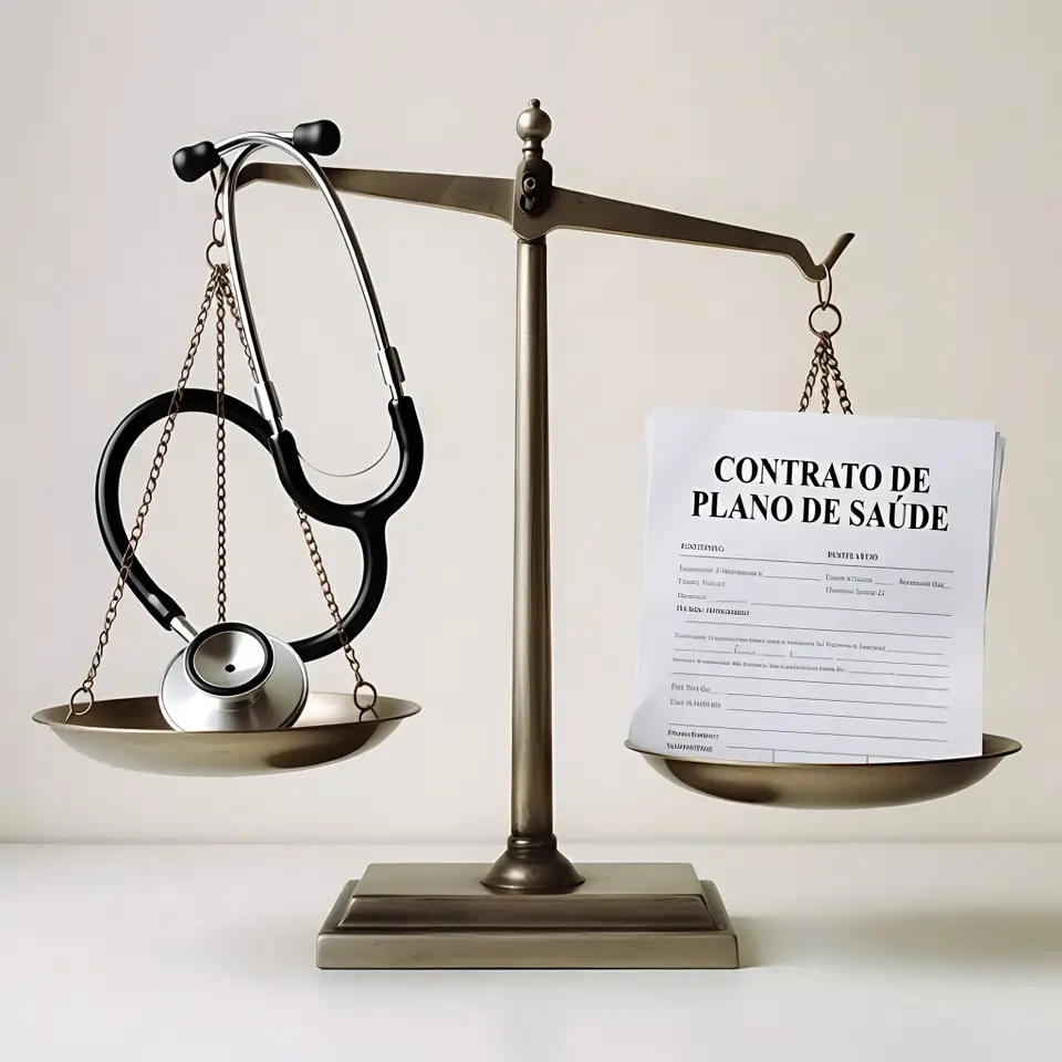 Balança da justiça simbolizando responsabilidade por dano moral em negativa de plano de saúde