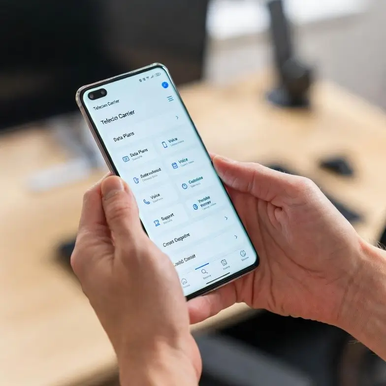 Consumidora registrando reclamação no site da Anatel pelo celular para cancelar plano sem pagar multa de fidelidade