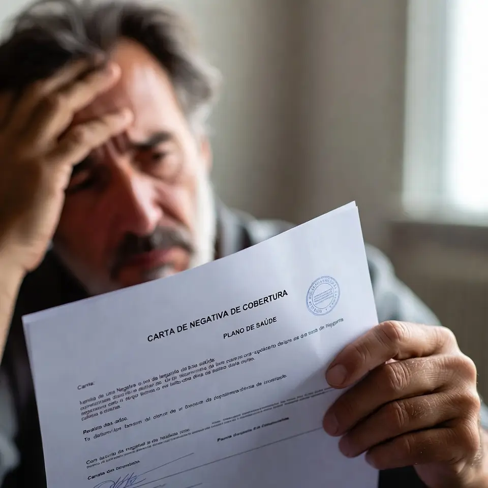 Beneficiário recebendo negativa indevida e buscando advogado plano de saúde para defender seus direitos
