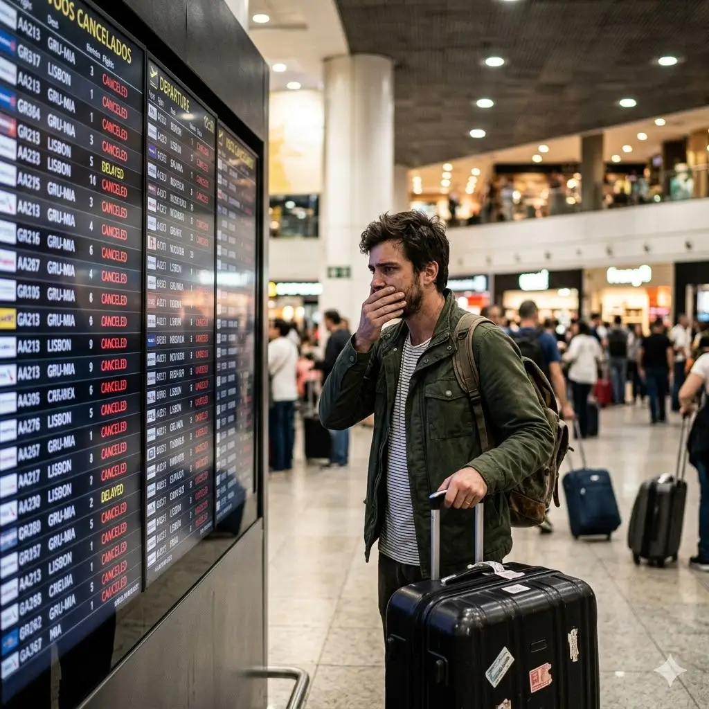 Direitos dos passageiros em caso de voo cancelado.