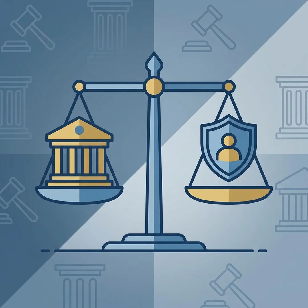 Balança da justiça equilibrando banco e proteção ao consumidor, representando a Súmula 479 do STJ sobre responsabilidade bancária em fraudes