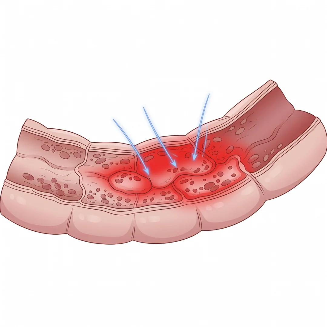 Ilustração de doença inflamatória intestinal como Crohn e retocolite tratadas com infliximabe