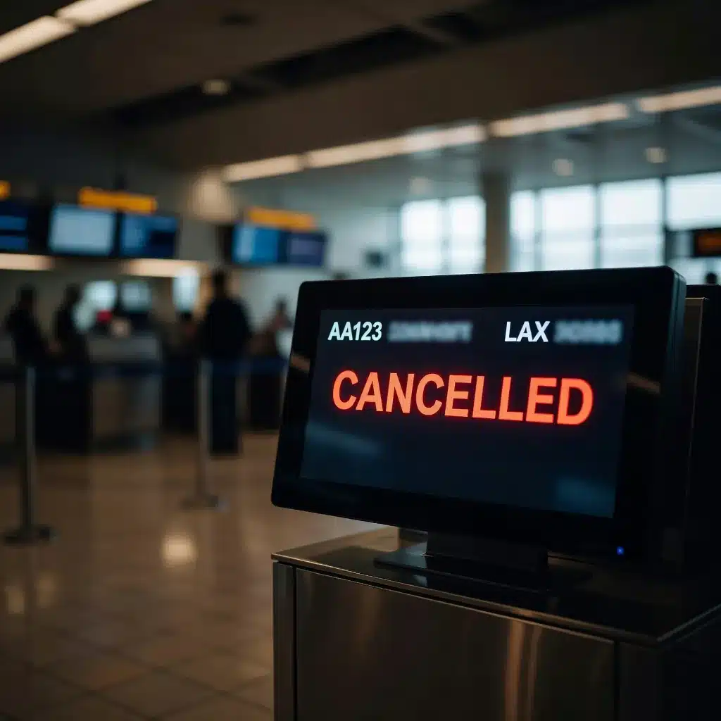 Ilustração detalhada cancelamento de voo United Airlines indenização