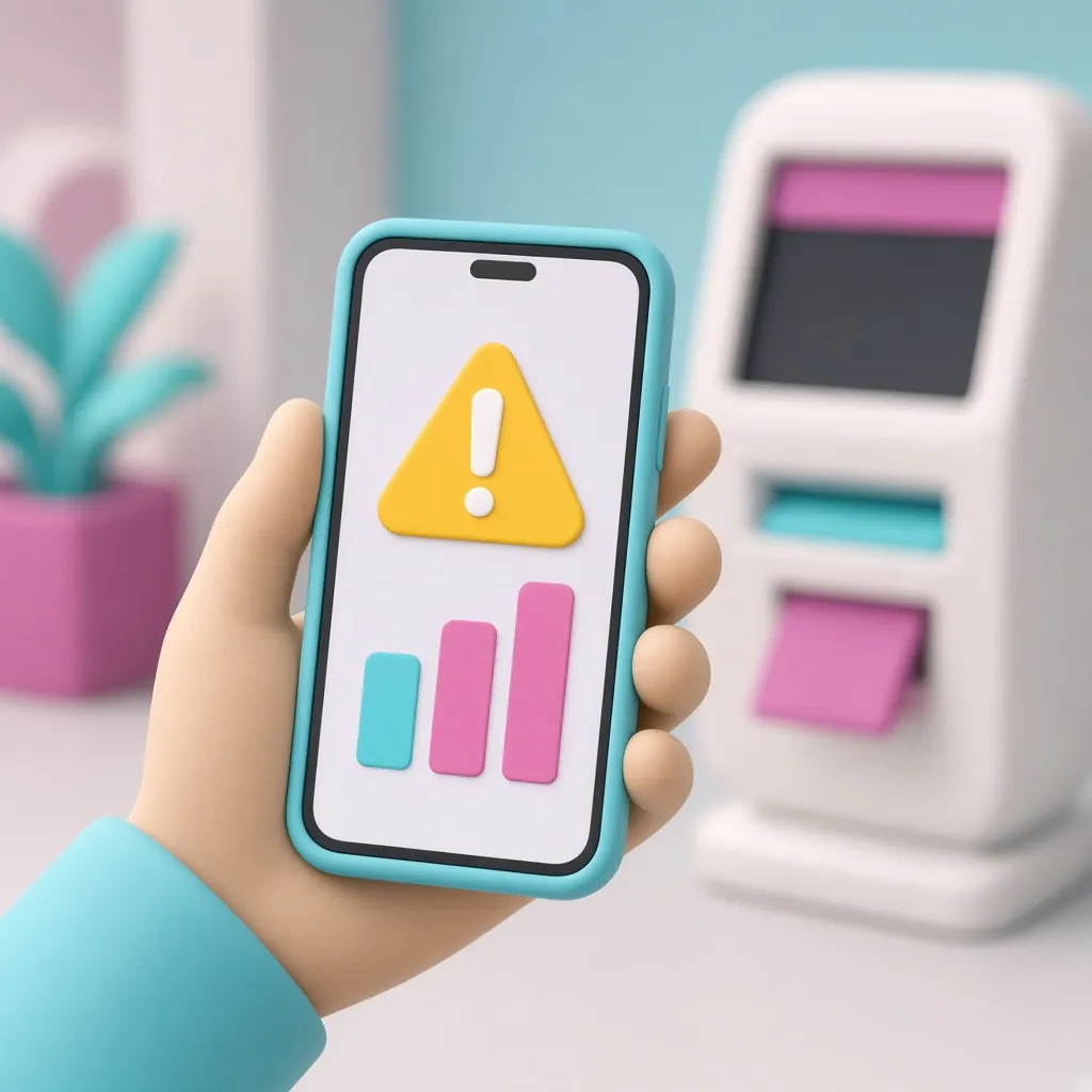 Mão segurando o celular com aviso de voo cancelado